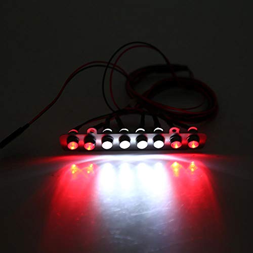 Dilwe RC Auto LED Lichtleiste 8 LEDs Lichtleiste Weiß Rot Rücklicht Lampe Zubehörteil für UDR 1/7 LKW Fernbedienung Autos