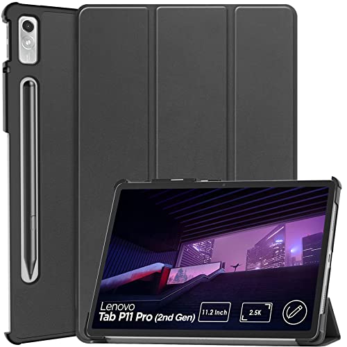 GOZOPO Coque pour Lenovo Tab P11 Pro (2nd Gen) 11.2 Pouces, Ultra Léger Fin Housse Étui avec Veille/Réveil Automatique, Noir Cover