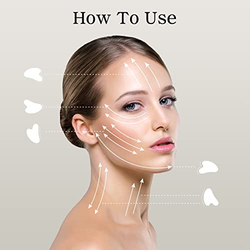 Rosenice Gua Sha Jade Stone Tools Guasha Tool For Face Skincare Facial Body Acupuncture Relieve Muscle Tensions Reduce Puffiness Festive Gifts #TOP3