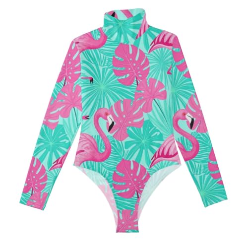 Body de manga larga GuoChe que no se descoloca con estampado tropical azul