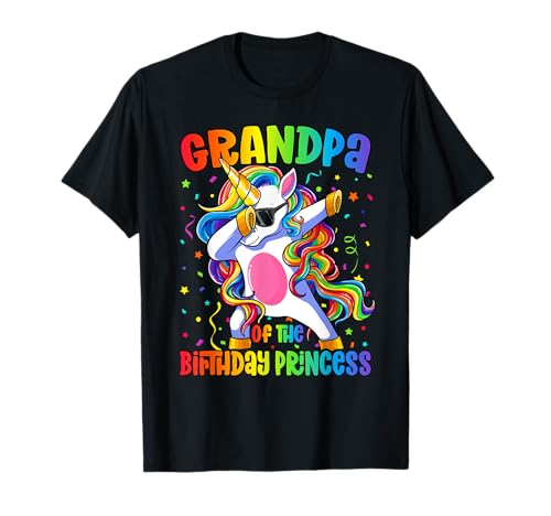Grandpa of the Birthday Princess Shirt Unicorn Grandpa Maglietta