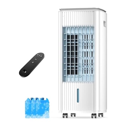 Windowless Portable Air Conditioners, 3-IN-1 Evaporative Air Cooler w/4 Ice Packs, 7H Timer, 70° Oscillation Swamp Coolers Air Conditioner for Room, Ductless Portable Ac Unit for Bedroom Office, Cream Cover