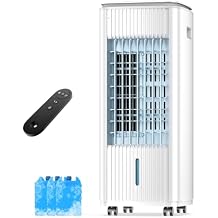 3-IN-1, Portable Air Conditioners, Evaporative Air Cooler w/ 4 Ice Packs, 3L Water Tank for Cooing, 7H Timer for Auto-Off, Swamp Coolers with 70 Oscillation, Cream