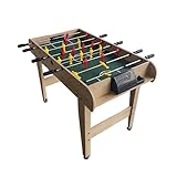 Relaxdays Kickertisch, HxBxT: 78 x 122 x 61 cm, Fußballkicker für Kinder & Erwachsene, 3 Bälle, Holzoptik, Natur/grün