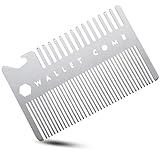 Wallet Comb Stainless Steel Hair Comb, Anti-static, Fine-tooth, Travel or Camp Comb, Light Weight Metal Comb, Dandruff Comb, Bottle Opener, Credit Card pocket Comb for Thinner Hair, Beard & Mustache