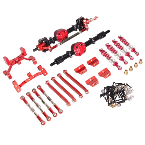 For MN model new 99s second-generation RC Car metal upgrade front and rear axle tie rod shock absorber kit(Black and red)