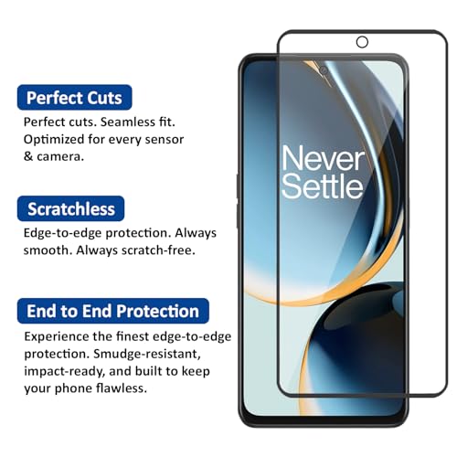 Image of AIBEX Tempered Glass for OnePlus Nord CE 3 Lite 5G / Realme 12X 5G / Realme 11X 5G | 9H Hardness | Anti-Glare & Anti-Fingerprint | Water Resistant | Edge-to-Edge Full Screen Protector | Bubble-Free