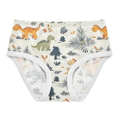 ZZKKO Forest Dinosaur Cute Girls Underwear Toddler Panties for Girls Comfort Brief Size 2-8T