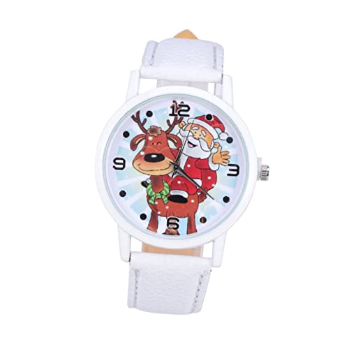 Lurrose シーシークリスマスデザイン クォーツ腕時計 合成革ベルト付き メンズ レディース対応 カジュアルファッション 向けホリデーアクセサリー