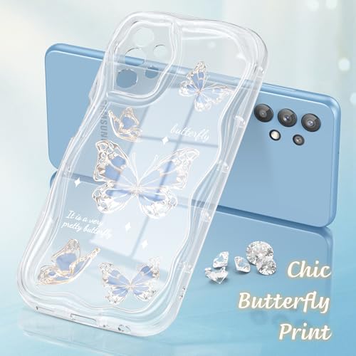 Coque Samsung A32 5G papillon bleu transparent et souple - 2