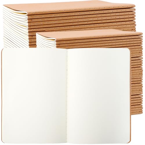 Carnet de voyage A5 en papier kraft vierge pour bureau, lot de 48 journaux non lignés