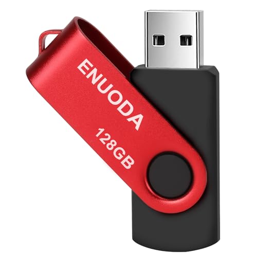 ENUODA 128GB USB Flash Drive Thumb Drive 128GB Swivel Design USB 2.0 Memory Stick High Capacity Jump Drive Pen Drive for Laptop PC Computer (Red)