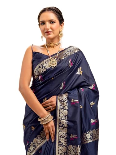 Image of SIRIL Women's Silk Dual Tone Jacquard Banarasi Saree with Unstitched Blouse Piece