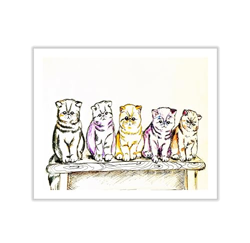 Monem Art Cute Kittens Illustration Print - Hand Drawn Cat