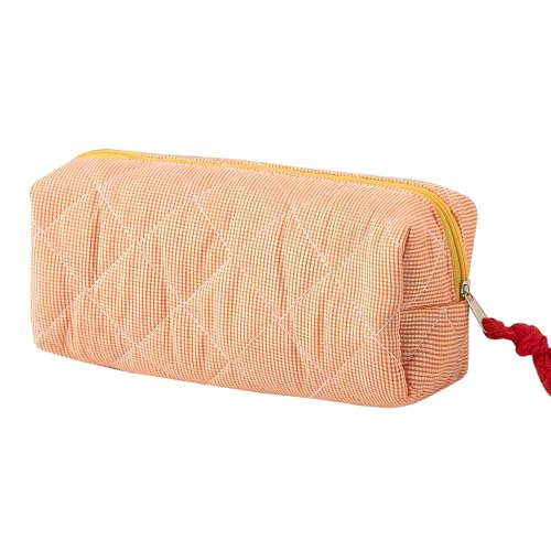 OZAOZ Pencil Case Office College School Storage Bag Pouch Holder Box Organizer Makeup Pouch Cosmetic Bag Aesthetic Cute Pen Case for Girls Boys Kids (Plaid orange)