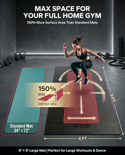 HAPBEAR Extra Large Exercise Mat-6'x9'x8mm(1/3 inch), Non-Slip, Ultra Durable, Thick Workout Mats for Home Gym Flooring Cardio, Yoga Mats for Fitness, High-Density Exercise Mat, Shoes-Friendly - image 4