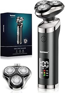 Electric Shavers Men, KENSEN Electric Razor for Men, Wet and Dry Waterproof Rechargeable Rotary Mens Electric Shavers, Shavers for Men LED Display Cordless Mens Shaver