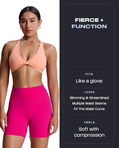 Image of Aoxjox Trinity Workout Biker Shorts for Women Tummy Control High Waisted Exercise Athletic Gym Running Yoga Shorts 6 inch