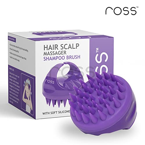Image of Ross Hair Scalp Manual Massager Shampoo Hair Brush with Soft Silicone Bristles for Anti Dandruff Exfoliating with Scalp Care Purple Hair Scalp Massager Shampoo Hair Brush with Soft Silicone Bristles