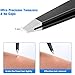SUCOOR Tweezers for Women Facial Hair, 4Pcs Professional Beauty Tools Stainless Steel Precision Eyebrow Tweezers for Splinter Blackhead and Ingrown Hair Removal, Black