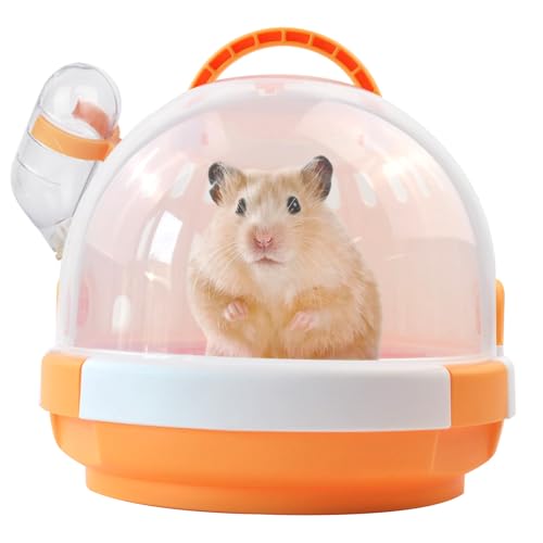 hamster carrier cage with water bottleportable dwarf hamster travel carrier plastic guinea pig carrier small animal breathable outdoor cage for hamsters chinchillas hedgehog orange