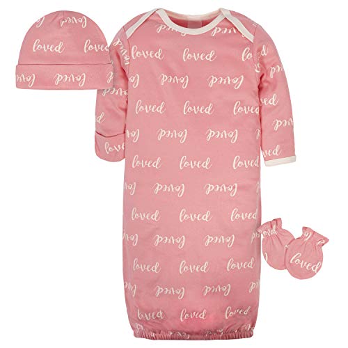 Image of Gerber baby-boys Gown, Cap and Mitten Set