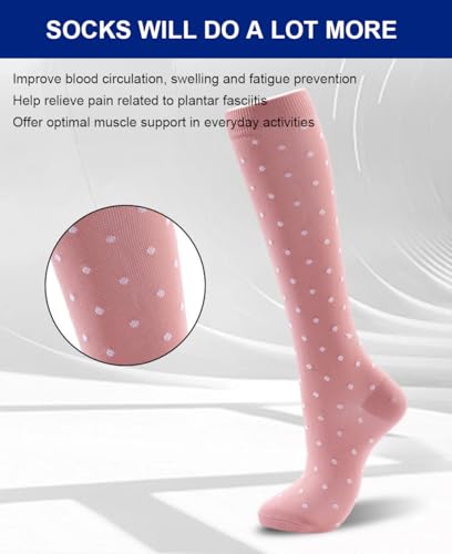 6 Pairs Compression Socks for Women Men 15-20 mmhg Knee High, Womens Compression Socks Compression Stockings for Women Men4
