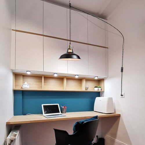 Image of YUBOLE Industrial Plug in Pendant Light, Black Farmhouse Barn Light