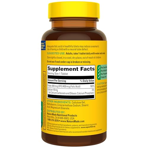 Nature Made Folic Acid 400 mcg (665 mcg DFE), 250 Tablets - image 8