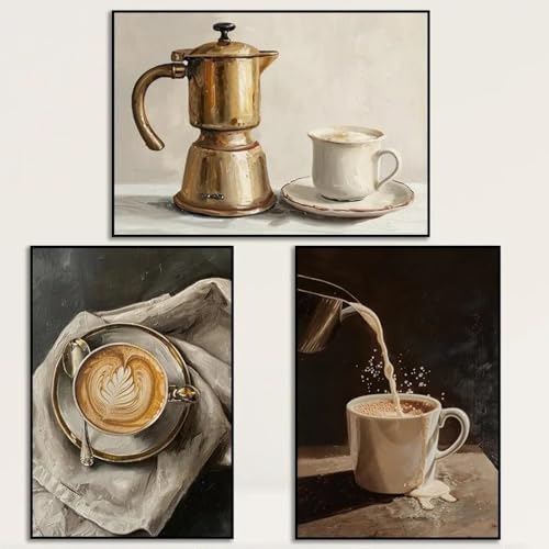 Café expresso peinture vintage sur toile pour revivre l'ambiance des bistrots d'antan
