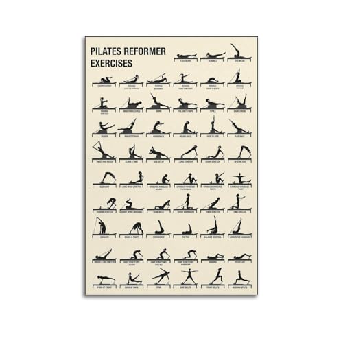 AMZPOSTERLN Vintage Reformer Pilates Poster Yoga Exercises Gym Workout Canvas Wall Art Aesthetic Decorative Painting Living Roomstyle 16x24inch(40x60cm)