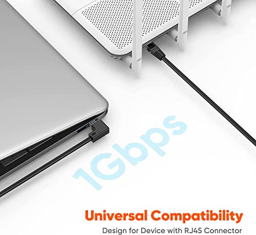 Image of CableCreation CAT6 Ethernet Patch Cable with 50U inchGold Plated Contact, 3.3 Feet, Right Angled - Black