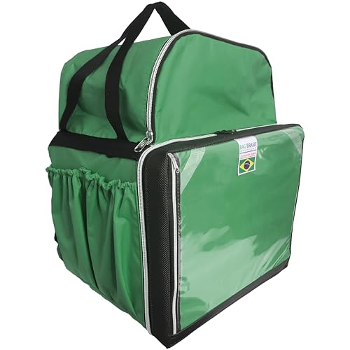 Mochila Bag Térmica Delivery de Pizza Reforçada Com Isopor Laminado - Verde