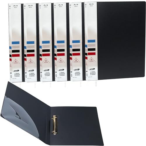 Image of 2D Ring Binder File| Durable Polyethylene File Folder Document for Professional Use| Holds Upto 250 Sheets (Matt Black, Pack of 8)