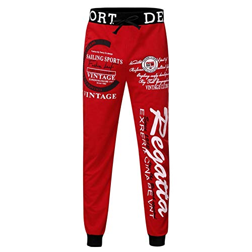 Pantalon homme imprimé lettre coupe lâche cordon décontracté