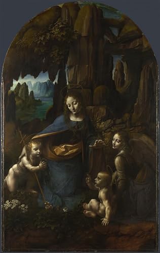 Décoration murale Vierge des rochers Léonard de Vinci toile affiche 60x90cm