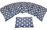 Anthrazit Kirschkernkissen 2 er Set Langes 67 x 18 cm 7 Kammer + kleines Körnerkissen Wärmekissen XXL Schulterkissen Nackenkissen Mikrowelle + Backofen (Sterne Anthrazit, Weizen)