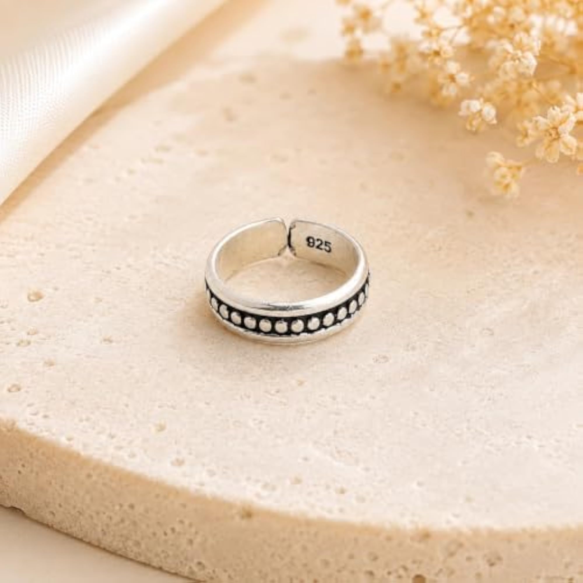 Women's Dimples Oxidised Adjustable Toe Rings, Set of 4 Pairs