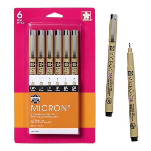 SAKURA Pigma Micron Fineliner Pens - Archival Black Ink...