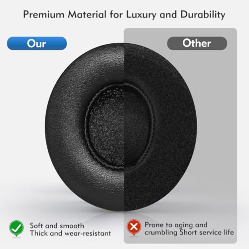 Beats Solo 2 y 3 Repuesto de Almohadillas Auriculares | Almohadillas de Repuesto para Beats Hechas de Cuero Proteico y Espuma Viscoelástica, Suaves y Duraderas miniatura 4