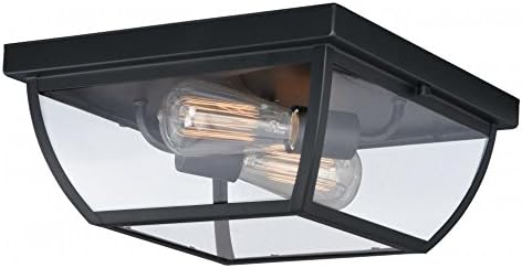 Oil Burnished Bronze Granville 2 Light Outdoor Flush Mount Ceiling Fixture with Clear Glass Shade
