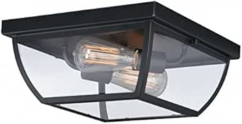 Oil Burnished Bronze Granville 2 Light Outdoor Flush Mount Ceiling Fixture with Clear Glass Shade