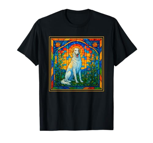 Borzoi Dog Lover Stained Glass Russian Wolfhound Mom T-Shirt