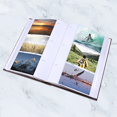 Golden State Art, Wedding Family Baby Dog Photo Album Christmas, Vacation, Anniversary Photography Book For 300 4X6 Pictures Pockets With Memo, 3 Per Page Large Capacity Maroon Faux Leather Vintage #TOP2