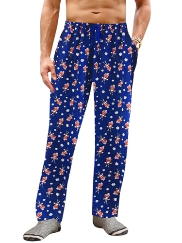 Runcati Mens Christmas Pajama Pants Fleece PJ Lounge Pants Holiday Party Sleepwear