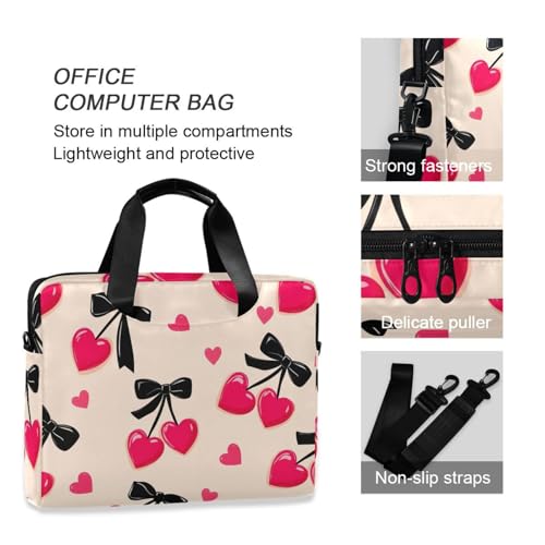 Funda para portátil ALAZA negro con patrón de corazones rosa miniatura 6