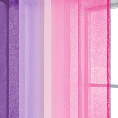 Koufall Kawaii Room Decor For Bathroom Pink And Purple Teen Girls Ombre Kids Curtain Rod Pocket Small Curtains For Girl Bedroom Decorations 45 Inch Length #TOP5