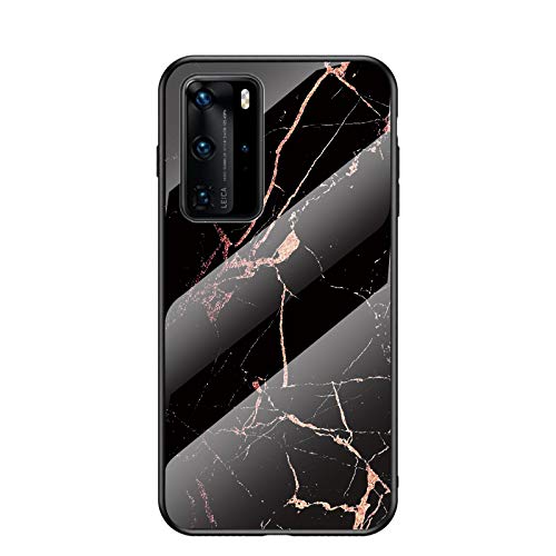 Jiajihua Cover Compatible with Huawei P40 Pro 5G 【PC Panel+Tempering Glass+TPU Silicone】 3 in 1 Shockproof Phone Case Glod