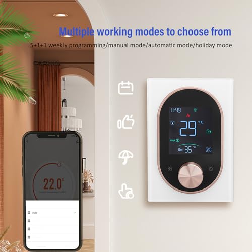 Thermostat de chauffage électrique programmable avec écran tactile couleur intelligent - 5