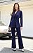 Agenlulu Women's 2 Piece Suits Business Casual Outfits Long Sleeve Solid Blazer Pantsuits Professional Office Work Sets Navy Blue